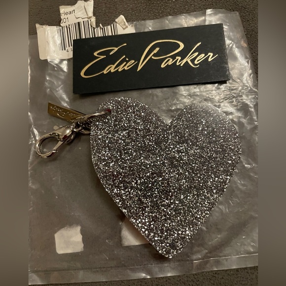 pink_leather_key_chain_grande.  New Edie Parker Pink/Silver Heart Bag Charm/keychain